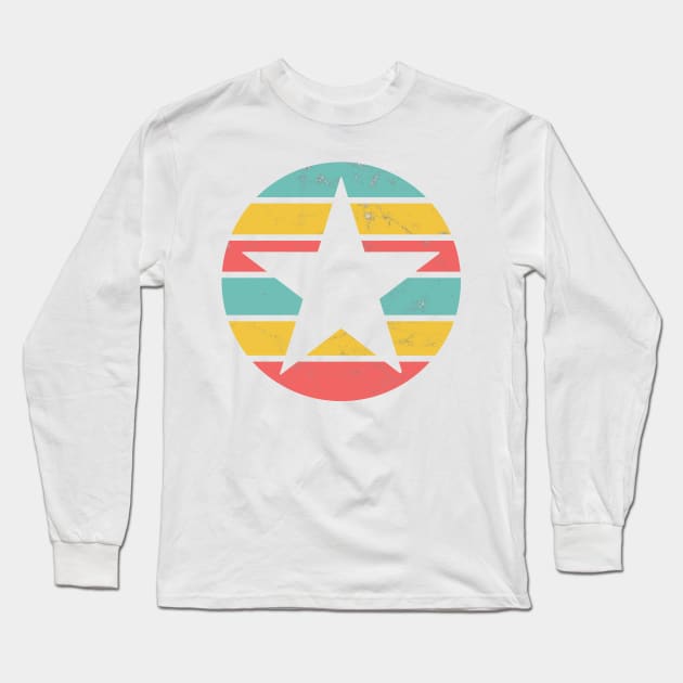 Star Design Vintage Distressed Long Sleeve T-Shirt by Analog Designs